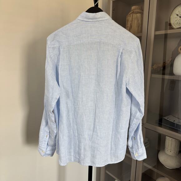 Faherty Laguna Linen Summer Classic Stripe Long Sleeve Shirt XXL NEW Button Up - Picture 3 of 7